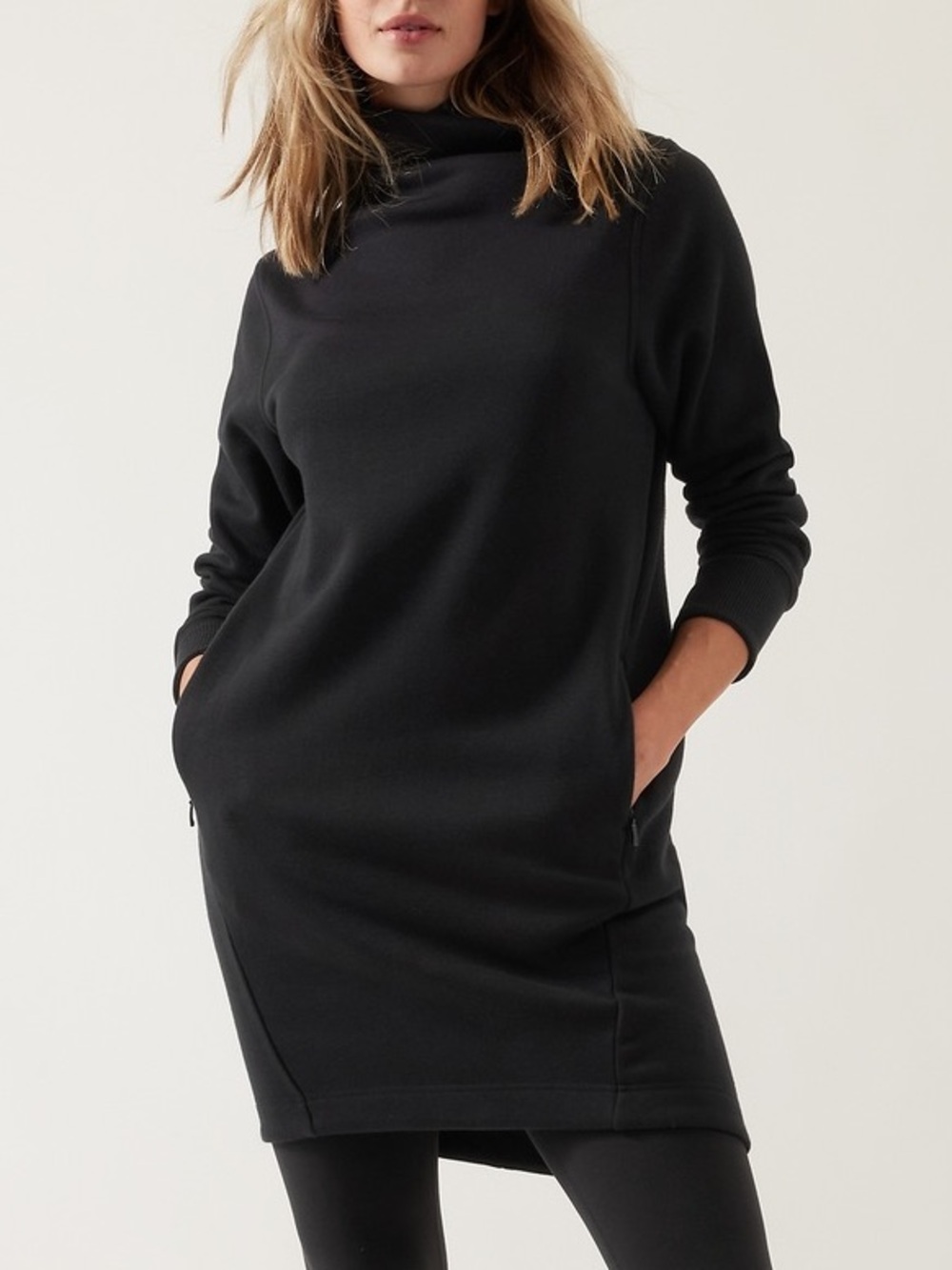 NWT Athleta Cozy Karma Mockneck Dress in Black Size Medium
